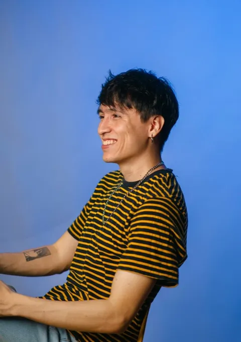 Student reflecting on wellbeing