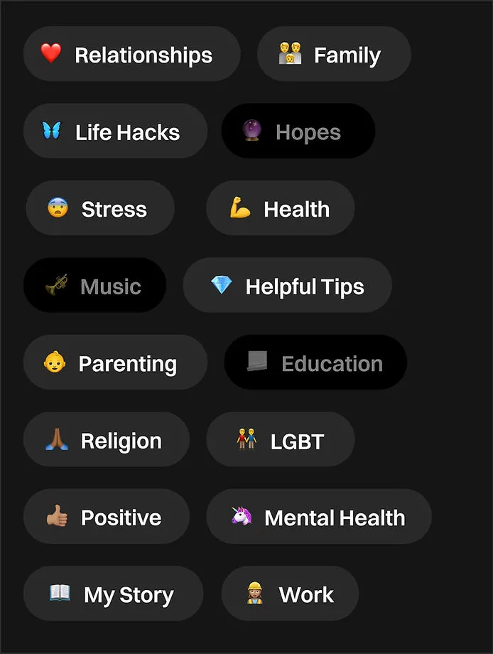 TalkCampus app wellness categories and topics